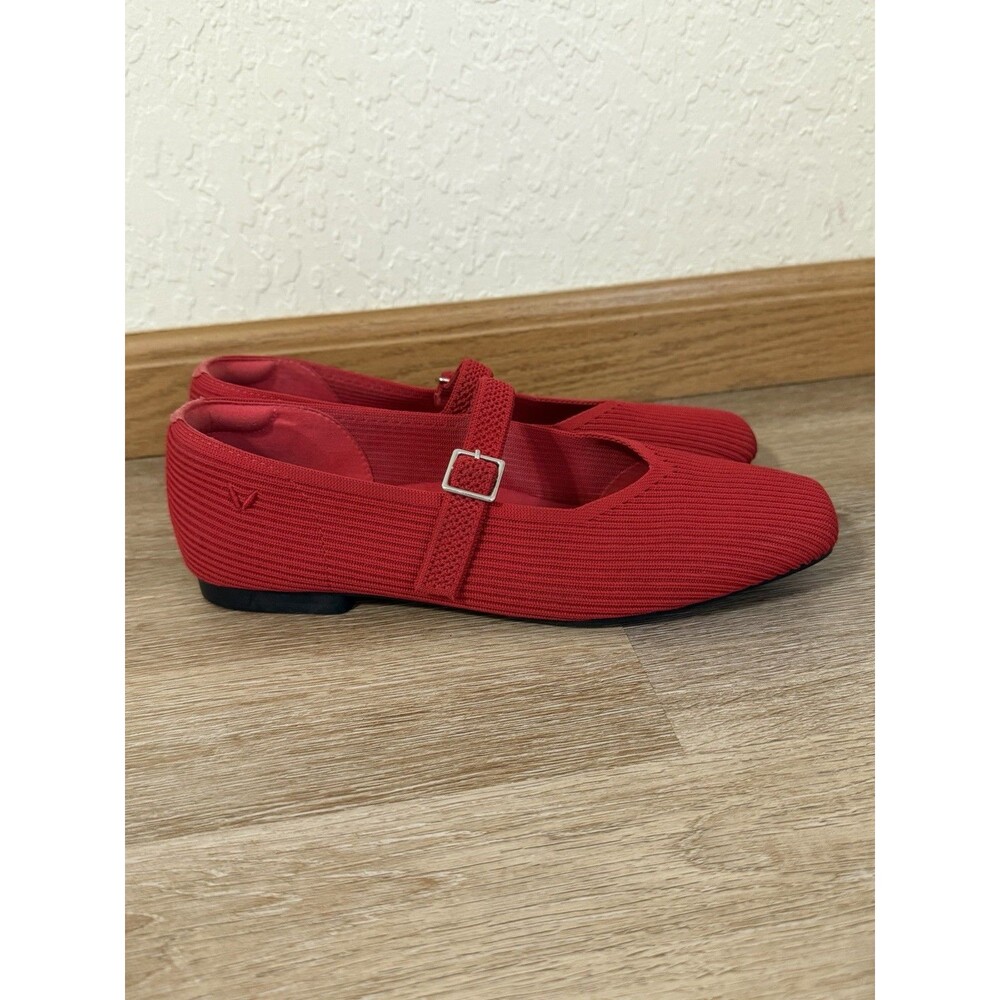 Vivaia Women’s Red Mary Jane Square Toe Flats Margot Size 38.5 Comfort